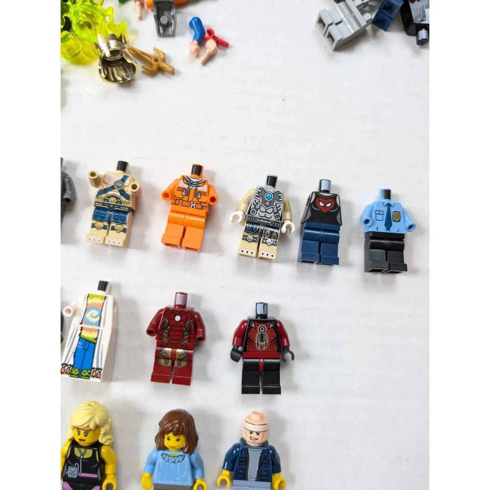 READ Lego Minifigure Lot Full Figures Parts Pieces Accessories Weapons Marvel DC